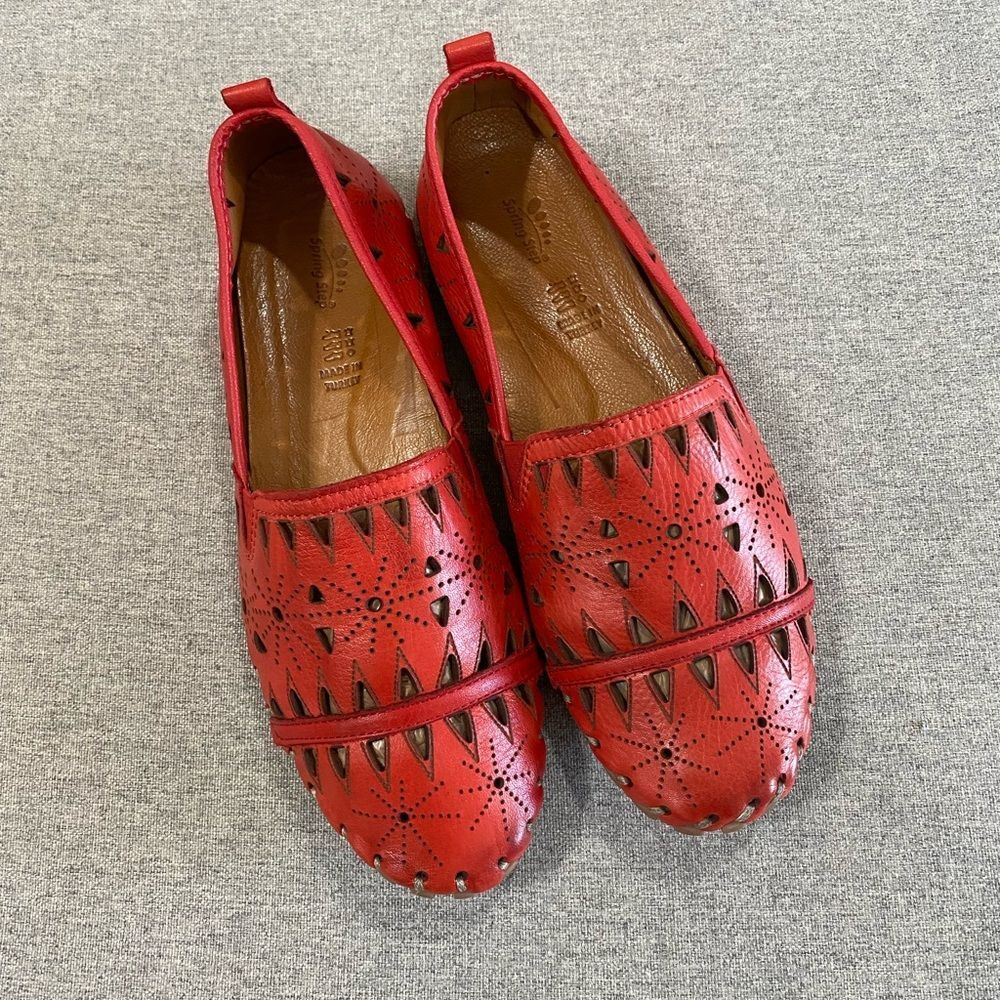 Spring Step Fusaro Red Leather Loafer Women Size 40